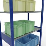 Grundregal, Fachbodenregal Stecksystem MULTIplus150, 2500 x 1000 x 500 mm (HxBxT), 6 Fachböden, Längenriegel, RAL 5010 enzianblau/verzinkt