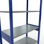 Grundregal, Fachbodenregal Stecksystem MULTIplus150, 2500 x 1000 x 500 mm (HxBxT), 6 Fachböden, Längenriegel, RAL 5010 enzianblau/verzinkt