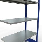Anbauregal, Fachbodenregal Stecksystem MULTIplus150, 2000 x 1000 x 500 mm (HxBxT), 5 Fachböden, Längenriegel, RAL 5010 enzianblau/verzinkt