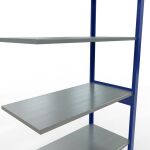 Anbauregal, Fachbodenregal Stecksystem MULTIplus150, 2500 x 1000 x 500 mm (HxBxT), 6 Fachböden, Längenriegel, RAL 5010 enzianblau/verzinkt