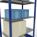 Grundregal, Fachbodenregal Stecksystem MULTIplus150, 2000 x 1000 x 600 mm (HxBxT), 5 Fachböden, Längenriegel, RAL 5010 enzianblau/verzinkt