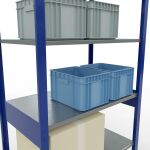 Grundregal, Fachbodenregal Stecksystem MULTIplus150, 2500 x 1000 x 600 mm (HxBxT), 6 Fachböden, Längenriegel, RAL 5010 enzianblau/verzinkt