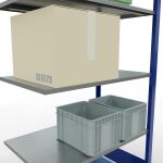 Anbauregal, Fachbodenregal Stecksystem MULTIplus150, 2000 x 1000 x 600 mm (HxBxT), 5 Fachböden, Längenriegel, RAL 5010 enzianblau/verzinkt
