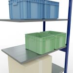 Anbauregal, Fachbodenregal Stecksystem MULTIplus150, 2500 x 1000 x 600 mm (HxBxT), 6 Fachböden, Längenriegel, RAL 5010 enzianblau/verzinkt