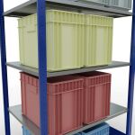 Grundregal, Fachbodenregal Stecksystem MULTIplus150, 2000 x 1000 x 800 mm (HxBxT), 5 Fachböden, Längenriegel, RAL 5010 enzianblau/verzinkt