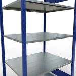 Grundregal, Fachbodenregal Stecksystem MULTIplus150, 2000 x 1000 x 800 mm (HxBxT), 5 Fachböden, Längenriegel, RAL 5010 enzianblau/verzinkt