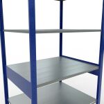 Grundregal, Fachbodenregal Stecksystem MULTIplus150, 2500 x 1000 x 800 mm (HxBxT), 6 Fachböden, Längenriegel, RAL 5010 enzianblau/verzinkt