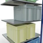 Anbauregal, Fachbodenregal Stecksystem MULTIplus150, 2000 x 1000 x 800 mm (HxBxT), 5 Fachböden, Längenriegel, RAL 5010 enzianblau/verzinkt