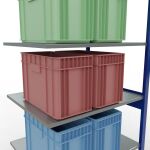 Anbauregal, Fachbodenregal Stecksystem MULTIplus150, 2500 x 1000 x 800 mm (HxBxT), 6 Fachböden, Längenriegel, RAL 5010 enzianblau/verzinkt