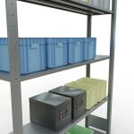 Grundregal, Fachbodenregal Stecksystem MULTIplus150, 2000 x 1300 x 300 mm (HxBxT), 5 Fachböden, Längenriegel, verzinkt