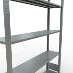 Grundregal, Fachbodenregal Stecksystem MULTIplus150, 2000 x 1300 x 300 mm (HxBxT), 5 Fachböden, Längenriegel, verzinkt