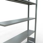 Anbauregal, Fachbodenregal Stecksystem MULTIplus150, 2000 x 1300 x 300 mm (HxBxT), 5 Fachböden, Längenriegel, verzinkt