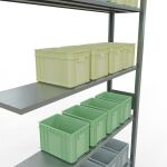 Anbauregal, Fachbodenregal Stecksystem MULTIplus150, 3000 x 1300 x 300 mm (HxBxT), 7 Fachböden, Längenriegel, verzinkt