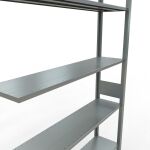 Anbauregal, Fachbodenregal Stecksystem MULTIplus150, 3000 x 1300 x 300 mm (HxBxT), 7 Fachböden, Längenriegel, verzinkt