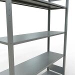 Grundregal, Fachbodenregal Stecksystem MULTIplus150, 2000 x 1300 x 400 mm (HxBxT), 5 Fachböden, Längenriegel, verzinkt