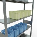 Grundregal, Fachbodenregal Stecksystem MULTIplus150, 3000 x 1300 x 400 mm (HxBxT), 7 Fachböden, Längenriegel, verzinkt