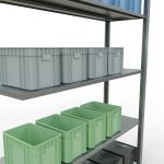 Anbauregal, Fachbodenregal Stecksystem MULTIplus150, 2000 x 1300 x 400 mm (HxBxT), 5 Fachböden, Längenriegel, verzinkt