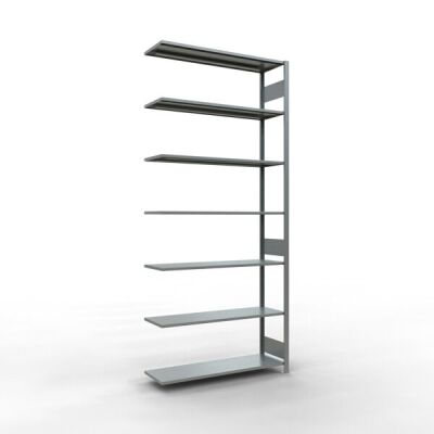 Anbauregal, Fachbodenregal Stecksystem MULTIplus150, 3000 x 1300 x 400 mm (HxBxT), 7 Fachböden, Längenriegel, verzinkt
