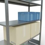 Grundregal, Fachbodenregal Stecksystem MULTIplus150, 2000 x 1300 x 500 mm (HxBxT), 5 Fachböden, Längenriegel, verzinkt