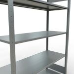 Grundregal, Fachbodenregal Stecksystem MULTIplus150, 2000 x 1300 x 500 mm (HxBxT), 5 Fachböden, Längenriegel, verzinkt