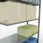 Anbauregal, Fachbodenregal Stecksystem MULTIplus150, 2000 x 1300 x 500 mm (HxBxT), 5 Fachböden, Längenriegel, verzinkt