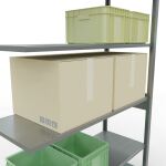 Anbauregal, Fachbodenregal Stecksystem MULTIplus150, 2500 x 1300 x 500 mm (HxBxT), 6 Fachböden, Längenriegel, verzinkt