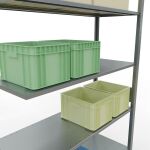 Anbauregal, Fachbodenregal Stecksystem MULTIplus150, 3000 x 1300 x 500 mm (HxBxT), 7 Fachböden, Längenriegel, verzinkt