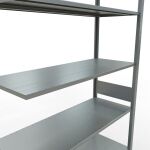 Anbauregal, Fachbodenregal Stecksystem MULTIplus150, 3000 x 1300 x 500 mm (HxBxT), 7 Fachböden, Längenriegel, verzinkt