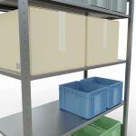 Grundregal, Fachbodenregal Stecksystem MULTIplus150, 2000 x 1300 x 600 mm (HxBxT), 5 Fachböden, Längenriegel, verzinkt