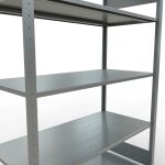 Grundregal, Fachbodenregal Stecksystem MULTIplus150, 2000 x 1300 x 600 mm (HxBxT), 5 Fachböden, Längenriegel, verzinkt