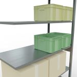 Anbauregal, Fachbodenregal Stecksystem MULTIplus150, 2500 x 1300 x 600 mm (HxBxT), 6 Fachböden, Längenriegel, verzinkt