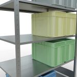 Grundregal, Fachbodenregal Stecksystem MULTIplus150, 2000 x 1300 x 800 mm (HxBxT), 5 Fachböden, Längenriegel, verzinkt