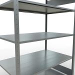 Grundregal, Fachbodenregal Stecksystem MULTIplus150, 2000 x 1300 x 800 mm (HxBxT), 5 Fachböden, Längenriegel, verzinkt