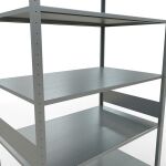 Grundregal, Fachbodenregal Stecksystem MULTIplus150, 3000 x 1300 x 800 mm (HxBxT), 7 Fachböden, Längenriegel, verzinkt