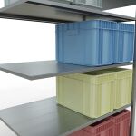Anbauregal, Fachbodenregal Stecksystem MULTIplus150, 2000 x 1300 x 800 mm (HxBxT), 5 Fachböden, Längenriegel, verzinkt