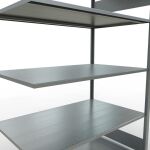 Anbauregal, Fachbodenregal Stecksystem MULTIplus150, 2000 x 1300 x 800 mm (HxBxT), 5 Fachböden, Längenriegel, verzinkt