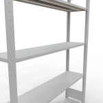 Grundregal, Fachbodenregal Stecksystem MULTIplus150, 2000 x 1300 x 300 mm (HxBxT), 5 Fachböden, Längenriegel, RAL 7035 lichtgrau