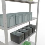 Grundregal, Fachbodenregal Stecksystem MULTIplus150, 3000 x 1300 x 300 mm (HxBxT), 7 Fachböden, Längenriegel, RAL 7035 lichtgrau