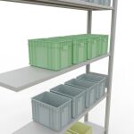 Anbauregal, Fachbodenregal Stecksystem MULTIplus150, 3000 x 1300 x 300 mm (HxBxT), 7 Fachböden, Längenriegel, RAL 7035 lichtgrau