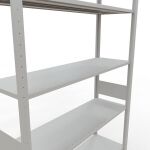 Grundregal, Fachbodenregal Stecksystem MULTIplus150, 3000 x 1300 x 400 mm (HxBxT), 7 Fachböden, Längenriegel, RAL 7035 lichtgrau