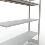 Anbauregal, Fachbodenregal Stecksystem MULTIplus150, 2000 x 1300 x 400 mm (HxBxT), 5 Fachböden, Längenriegel, RAL 7035 lichtgrau
