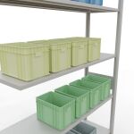 Anbauregal, Fachbodenregal Stecksystem MULTIplus150, 3000 x 1300 x 400 mm (HxBxT), 7 Fachböden, Längenriegel, RAL 7035 lichtgrau