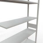 Anbauregal, Fachbodenregal Stecksystem MULTIplus150, 3000 x 1300 x 400 mm (HxBxT), 7 Fachböden, Längenriegel, RAL 7035 lichtgrau