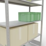 Grundregal, Fachbodenregal Stecksystem MULTIplus150, 2000 x 1300 x 500 mm (HxBxT), 5 Fachböden, Längenriegel, RAL 7035 lichtgrau