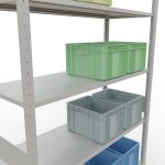 Grundregal, Fachbodenregal Stecksystem MULTIplus150, 3000 x 1300 x 500 mm (HxBxT), 7 Fachböden, Längenriegel, RAL 7035 lichtgrau