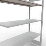 Anbauregal, Fachbodenregal Stecksystem MULTIplus150, 2000 x 1300 x 500 mm (HxBxT), 5 Fachböden, Längenriegel, RAL 7035 lichtgrau