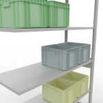 Anbauregal, Fachbodenregal Stecksystem MULTIplus150, 2500 x 1300 x 500 mm (HxBxT), 6 Fachböden, Längenriegel, RAL 7035 lichtgrau