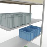 Anbauregal, Fachbodenregal Stecksystem MULTIplus150, 3000 x 1300 x 500 mm (HxBxT), 7 Fachböden, Längenriegel, RAL 7035 lichtgrau