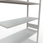 Anbauregal, Fachbodenregal Stecksystem MULTIplus150, 3000 x 1300 x 500 mm (HxBxT), 7 Fachböden, Längenriegel, RAL 7035 lichtgrau