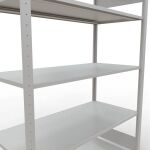 Grundregal, Fachbodenregal Stecksystem MULTIplus150, 2000 x 1300 x 600 mm (HxBxT), 5 Fachböden, Längenriegel, RAL 7035 lichtgrau